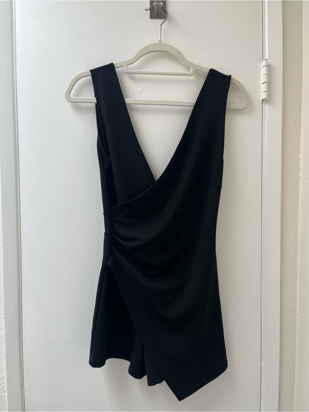 Mind Code Sleeveless Black V-Neck Wrap Skort Dress